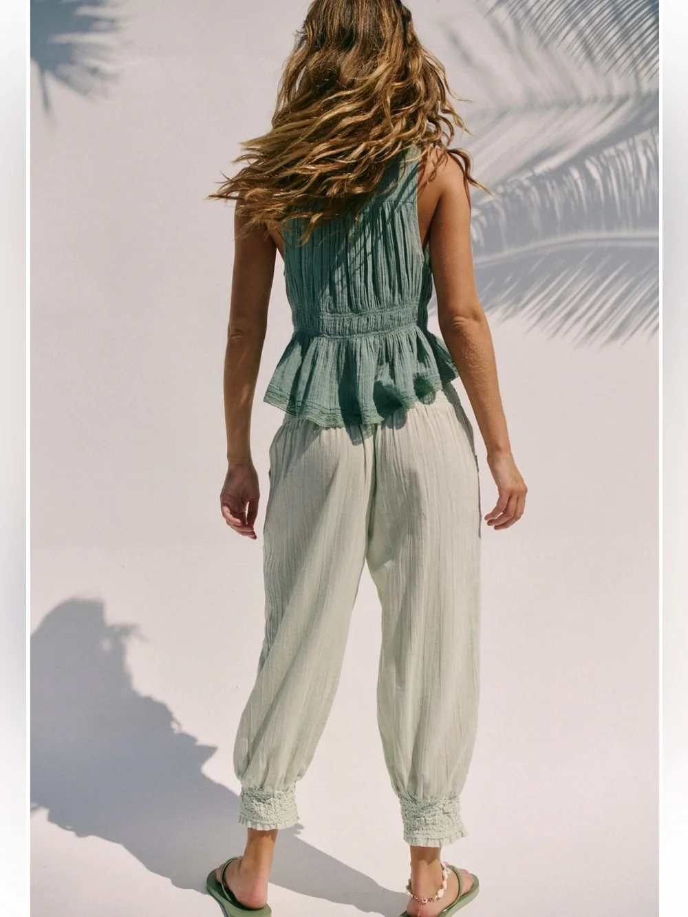 Free People Taye Smocked Cotton Capris NWT XS